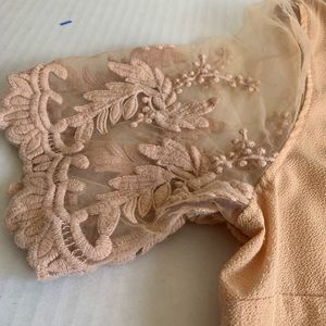 Nude Blouse with Embroidery Short sleeves
